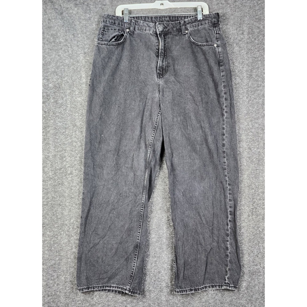 Divided H&M Wide Leg Jeans Womens 12 Black High Rise Relaxed Cotton Denim‎